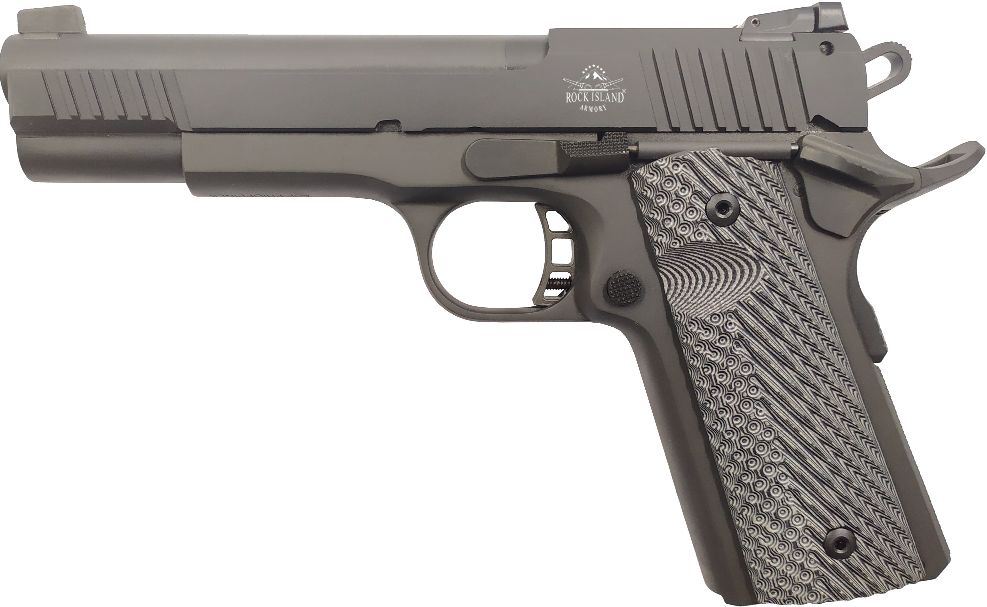 Rock Island 56789 XT Magnum Target 22 Mag 14+1 5" All Black Parkerized Serrated Slide, Steel Frame w/Beavertail, Black G10 Grip