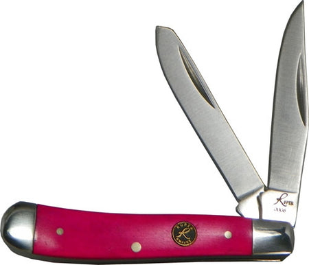 ABKT Roper Pink Sky Peanut 2-Blade Pocket Knife - Smooth Pink Bone Handles