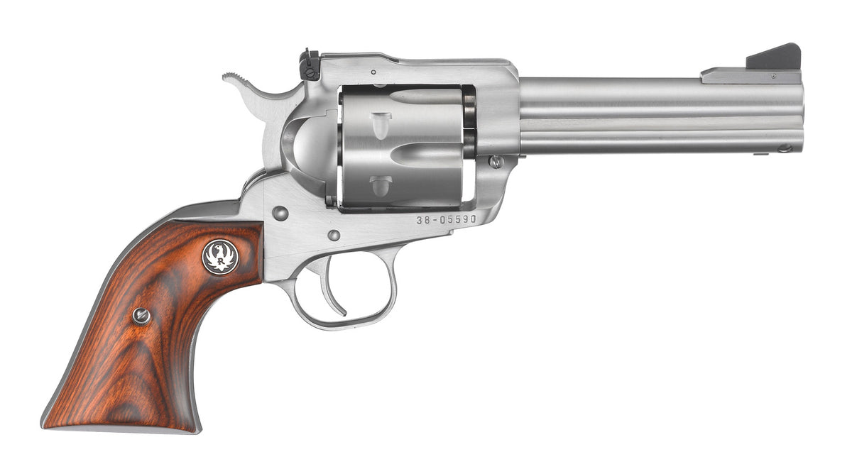 Ruger 0309 Blackhawk 357 Mag 6rd 4.63" Satin Stainless Steel Barrel, Cylinder & Frame, Hardwood Grip, Transfer Bar Safety, Exposed Hammer