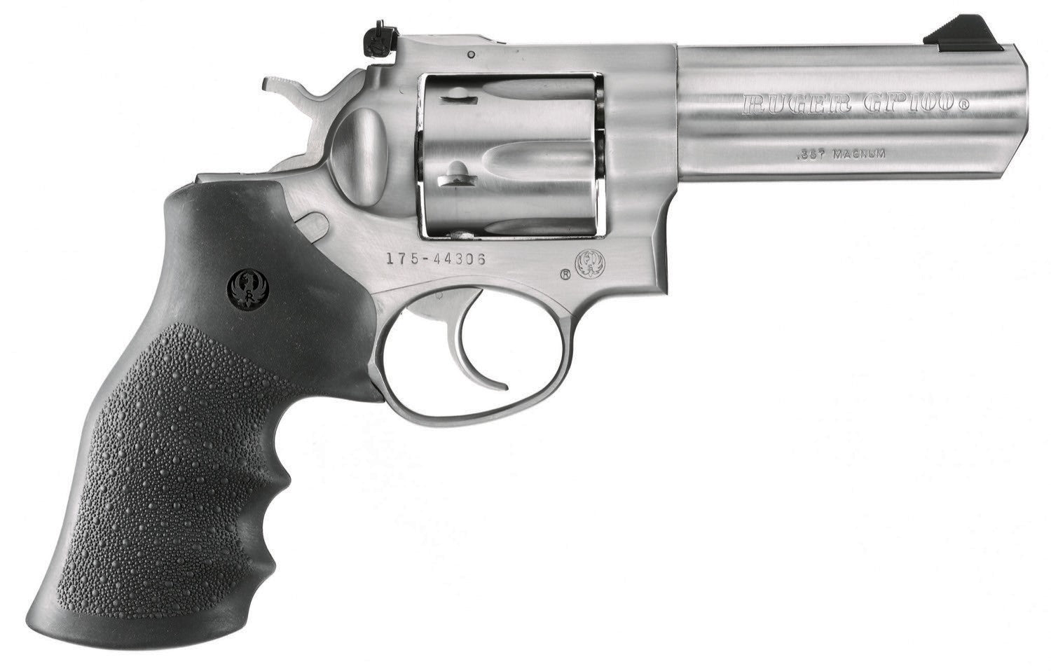 Ruger 1705 GP100 Medium Frame 357 Mag 6rd 4.20" Satin Stainless Steel Barrel, Cylinder & Frame, Hogue Monogrip, Transfer Bar Safety, Exposed Hammer