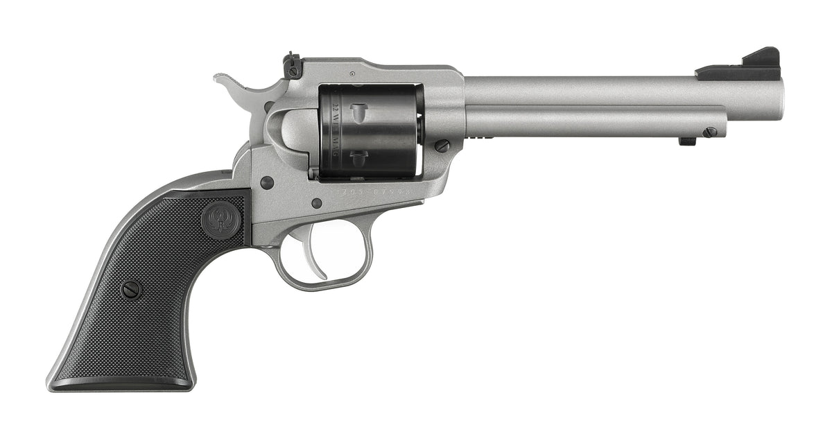 Ruger 2033 Super Wrangler 22 LR/22 WMR 6 Shot 5.50" Silver Cerakote Steel Barrel & Frame, Black Cylinder, Black Checkered Polymer Grip, Transfer Bar Safety, Exposed Hammer