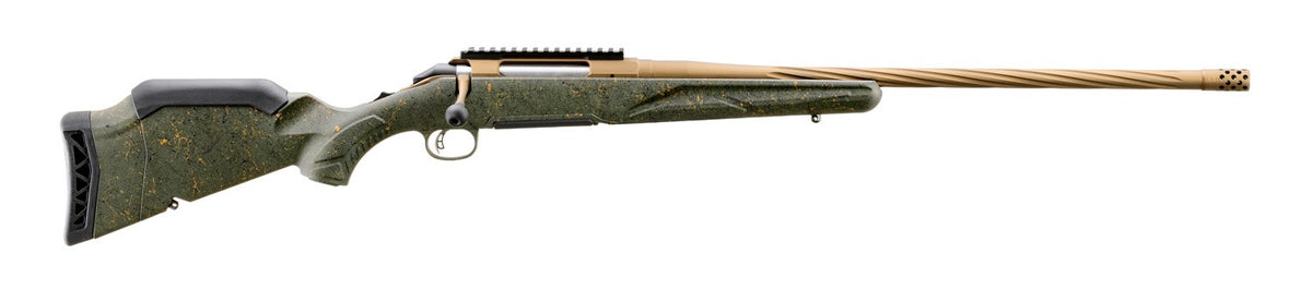 Ruger 46944 American II Predator Full-Size 270 Win 4+1 22" Burnt Bronze Cerakote Spiral Fluted Threaded Barrel & Alloy Steel Receiver w/Picatinny Rail, Green Splatter Adjustable LOP Synthetic Stock