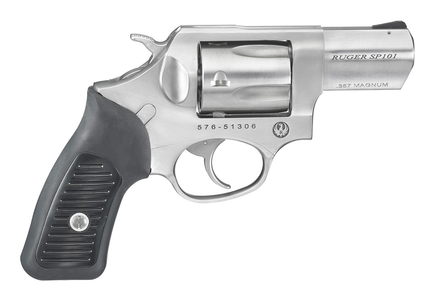 Ruger 5718 SP101 357 Mag 5rd 2.25" Satin Stainless Steel Barrel, Cylinder & Frame, Black Rubber Grip, Transfer Bar Safety, Exposed Hammer