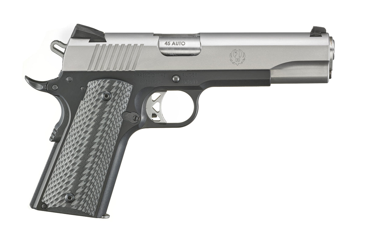 Ruger SR1911 Full-Size .45 ACP Pistol, 5" Stainless Barrel, Satin Aluminum Frame w/Beavertail, Black Anodized Grips, Right Hand (Model 6792)
