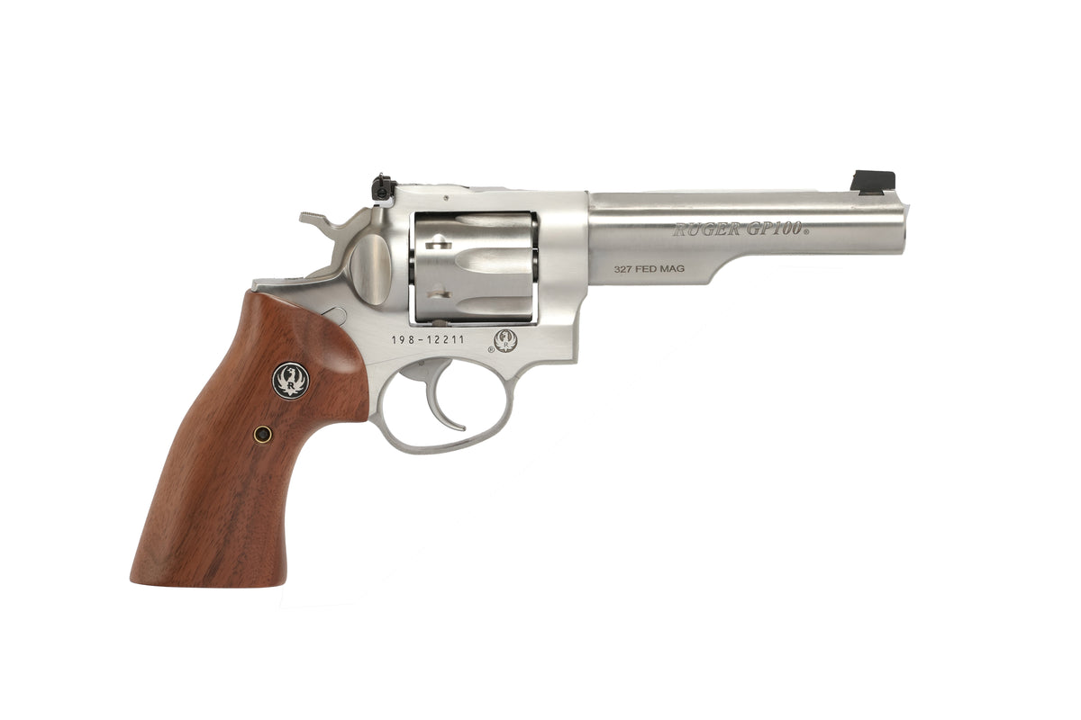 Ruger GP100 .357 Magnum 5-inch Stainless Half-Lug Revolver, Adjustable Sights, Walnut Grips 1792