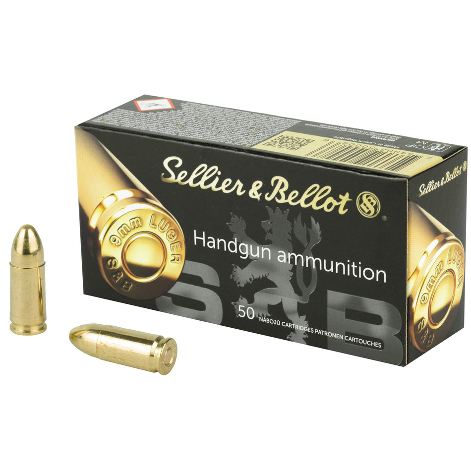 Sellier & Bellot (S&B) 9mm Luger/Parabellum SB9A 754908500086 Full Metal Jacket FMJ 115 Grain