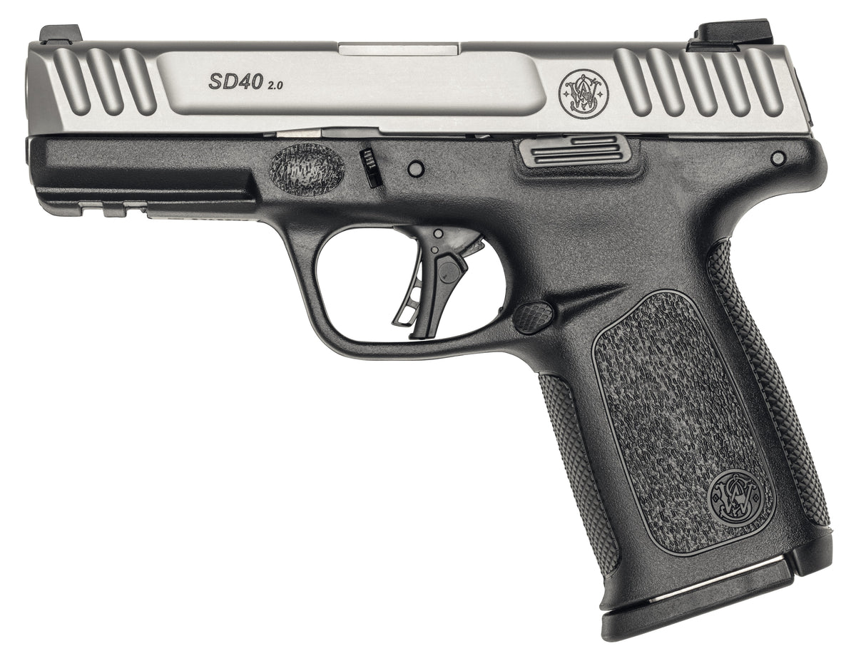 Smith & Wesson SD40 2.0 Compact .40 S&W Pistol, 10+1 Capacity, 4" Stainless Steel Barrel, Textured Grip