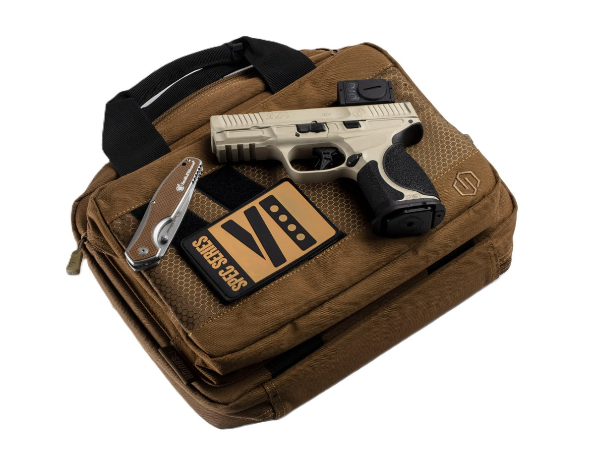 Smith & Wesson M&P9 M2.0 Spec VI Bundle 9mm Luger Pistol - 15+1, 4" Ported Barrel, Champagne Cerakote