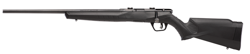 Savage Arms B17 F Compact .17 HMR Rifle, 18" Button Rifled Barrel, Matte Black Synthetic Stock, Left Hand