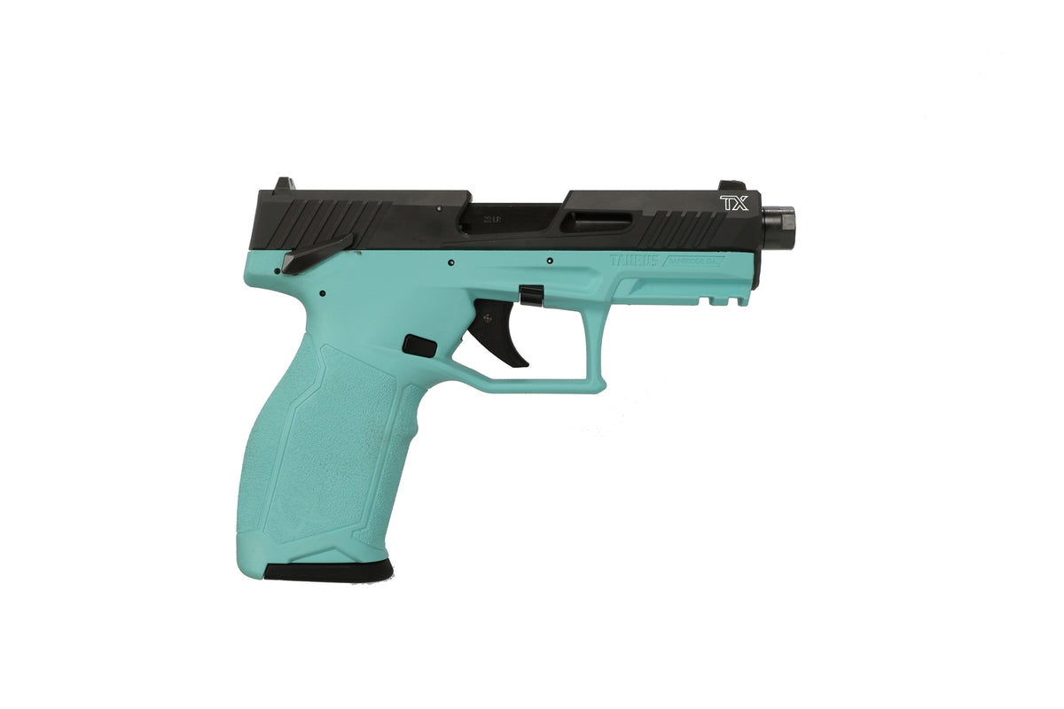 Taurus 2TX Full-Size .22 LR Pistol, 10+1, 4.60" Threaded Barrel, Matte Cyan Frame