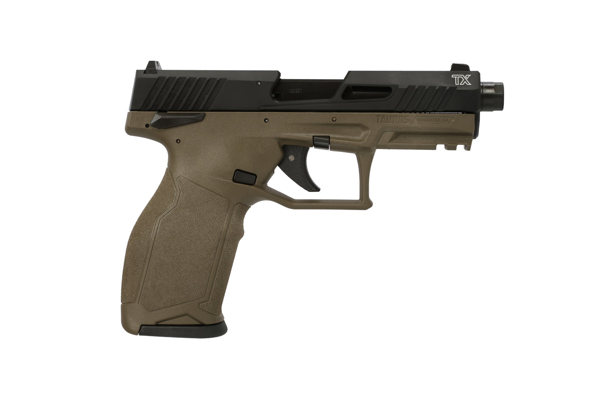 Taurus 2TX Full-Size .22 LR Pistol, 22+1, 4.60" Threaded Barrel, OD Green Polymer Frame