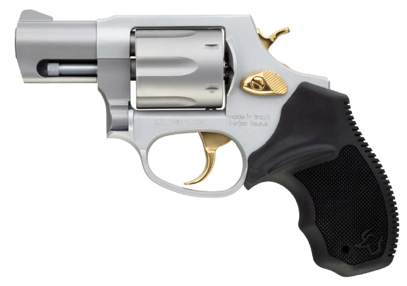 Taurus 856 Ultra-Lite Small .38 Special 6-Shot Revolver, 2" Stainless Barrel, Gold Accents