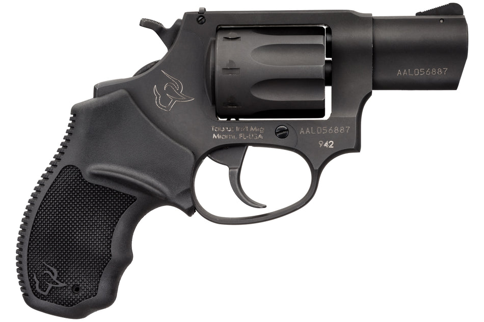 Taurus 942 .22 LR Revolver 8rd 2" Barrel - Matte Black Finish, Finger Grooved Polymer Grip