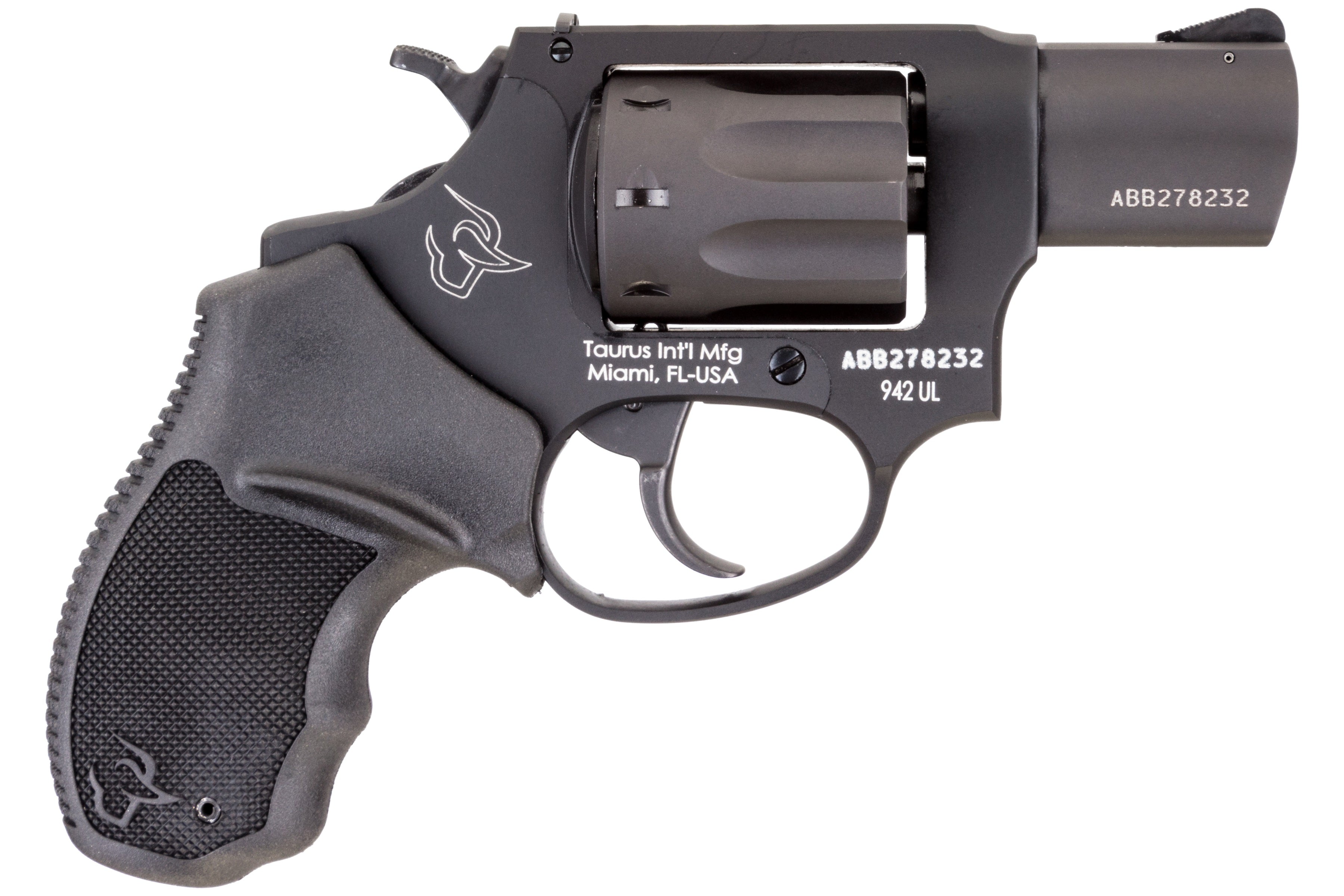 Taurus 2942021UL 942 Ultra-Lite 22 LR 8rd 2" Matte Black Finish Barrel, Matte Black Finish Cylinder, Black Anodized Finish Aluminum Frame & Finger Grooved Black Polymer Grip