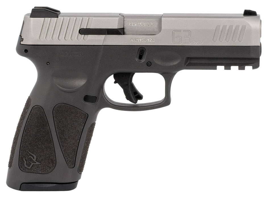 Taurus G3 Full Size 9mm Luger 15+1 - Matte Stainless Serrated Slide, Gray Polymer Frame w/Picatinny Rail (1G3B949G15)