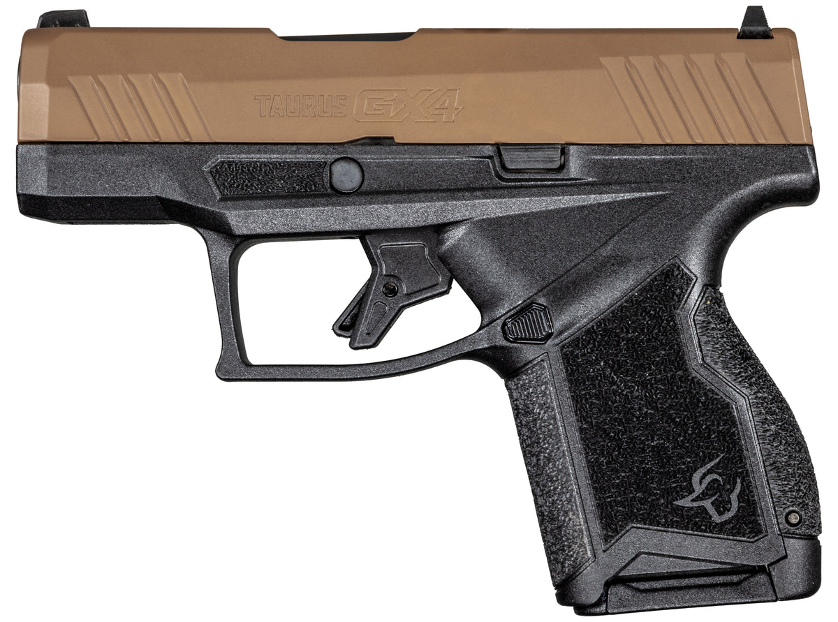Taurus 1GX4M93E GX4 Micro-Compact 9mm Luger Caliber with 3.06" Barrel, 11+1 Capacity, Black Finish Frame, Serrated Coyote Cerakote Steel Slide & Interchangeable Backstrap Grip Includes 2 Mags