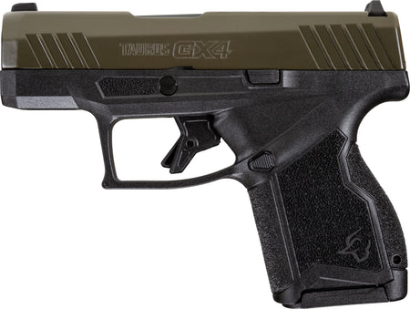 Taurus 1GX4M93B GX4 9mm Luger 11+1 3.06" Black Stainless Steel Barrel, Mil-Spec Green Cerakote Serrated Steel Slide, Black Polymer Frame, Black w/Interchangeable Backstrap Grip, Manual/Trigger Safety