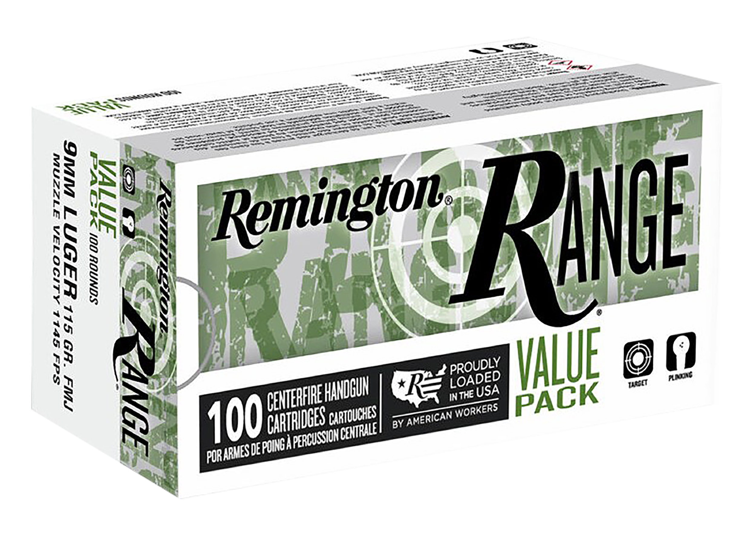 Remington Range 9mm Luger 115 Grain Full Metal Jacket Bulk Pack