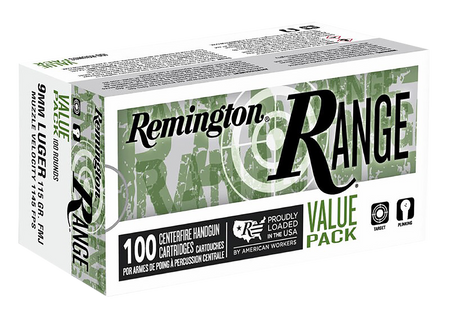 Remington Range 9mm Luger 115 Grain Full Metal Jacket Bulk Pack