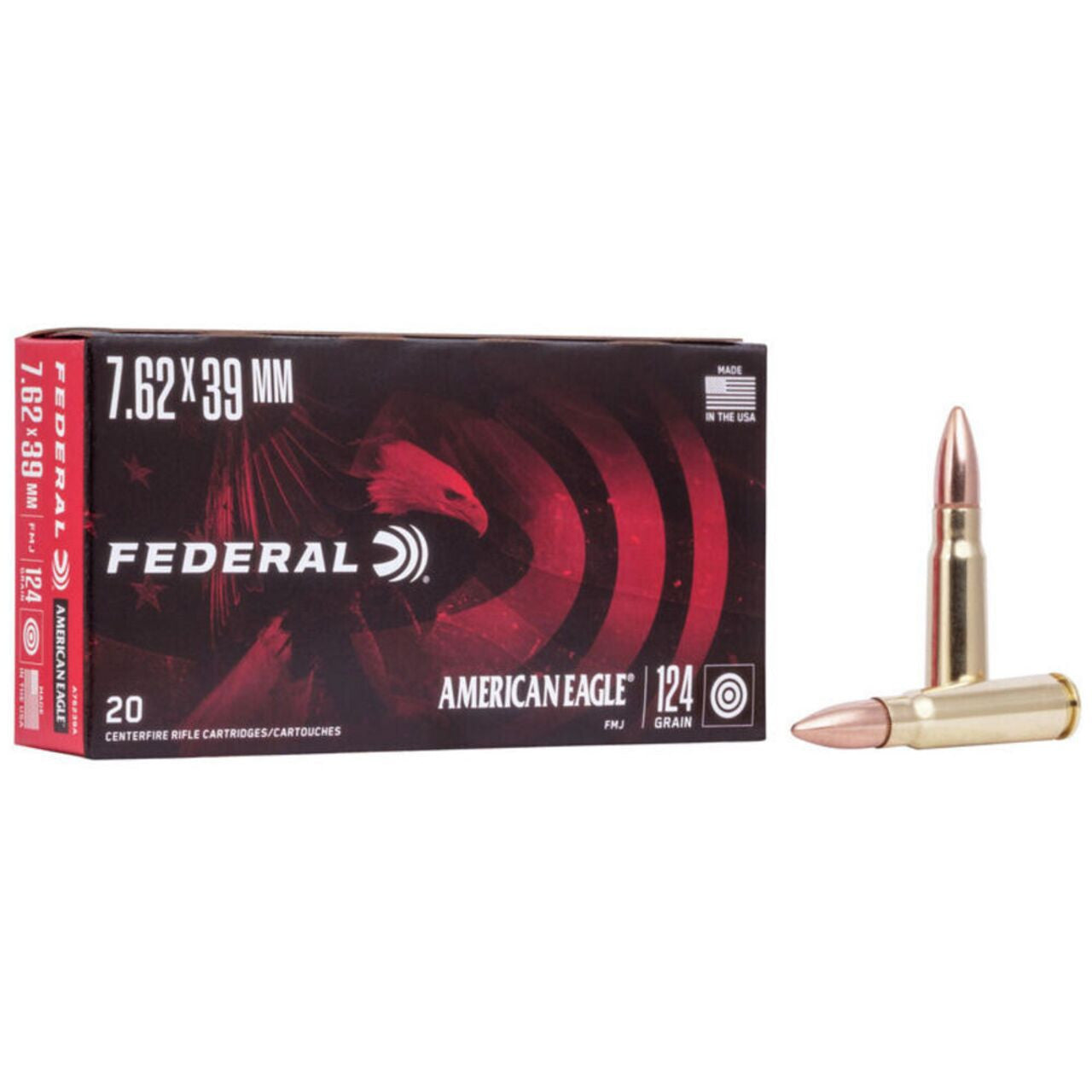 American Eagle 7.62x39mm A76239A Full Metal Jacket FMJ 124 Grain