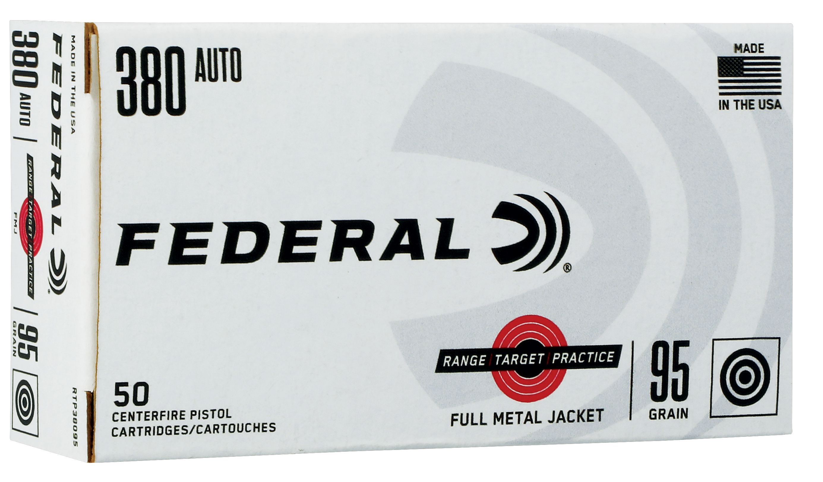 Federal .380 ACP/Auto RTP38095 Range & Target Full Metal Jacket FMJ 95 Grain