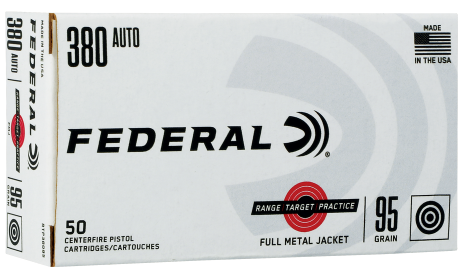 Federal .380 ACP/Auto RTP38095 Range & Target Full Metal Jacket FMJ 95 Grain