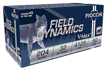 Fiocchi .204 Ruger 204HVA Field Dynamics Hornady V-Max 32 Grain