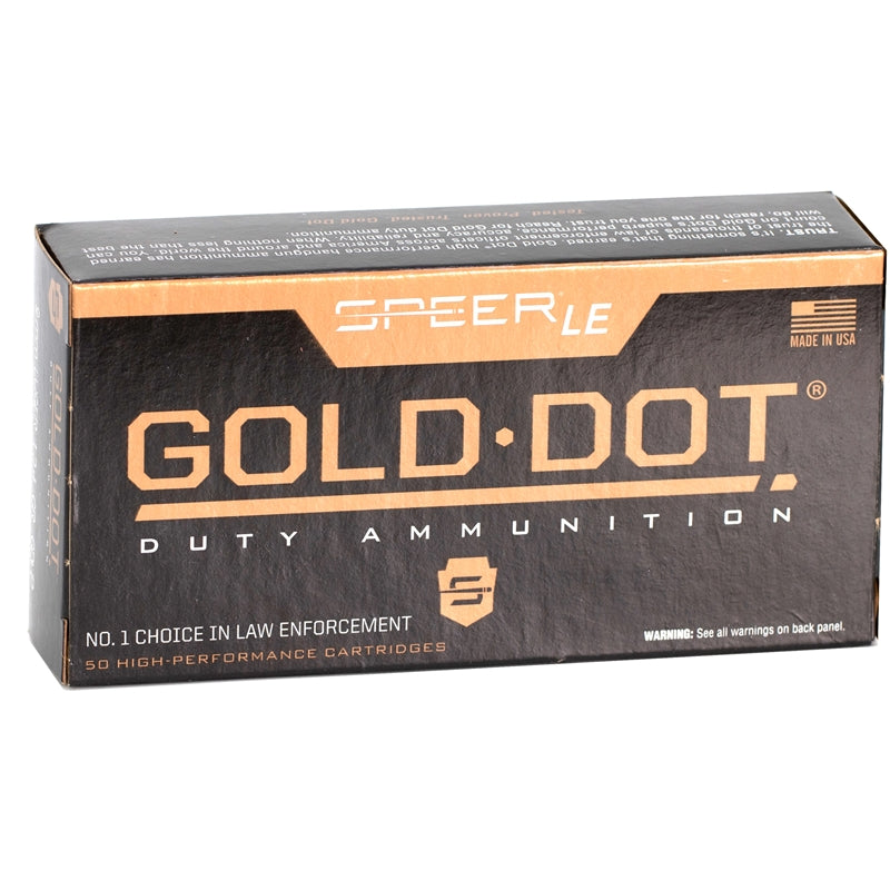 Speer 9mm Luger / Parabellum Handgun Ammo Gold Dot LE Duty Jacketed Hollow Point JHP 124 grain 
