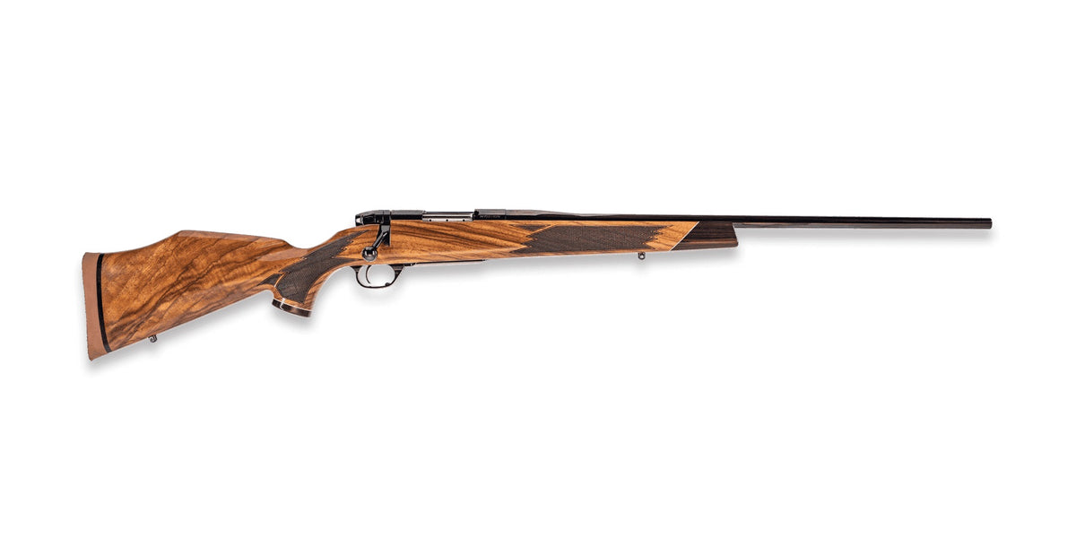 Weatherby Mark V Deluxe Varmintmaster .224 Wby Mag Rifle, Threaded Barrel, High Gloss Walnut Stock
