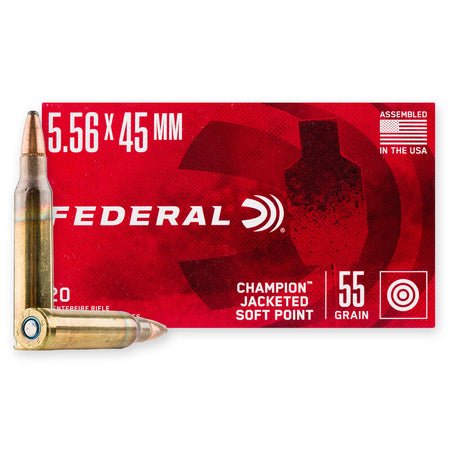 Federal 5.56x45mm NATO Rifle Ammo American Eagle Jacketed Soft Point JSP 55 grain 