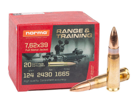 Norma 7.62x39mm Tactical 124 Grain Full Metal Jacket(FMJ)