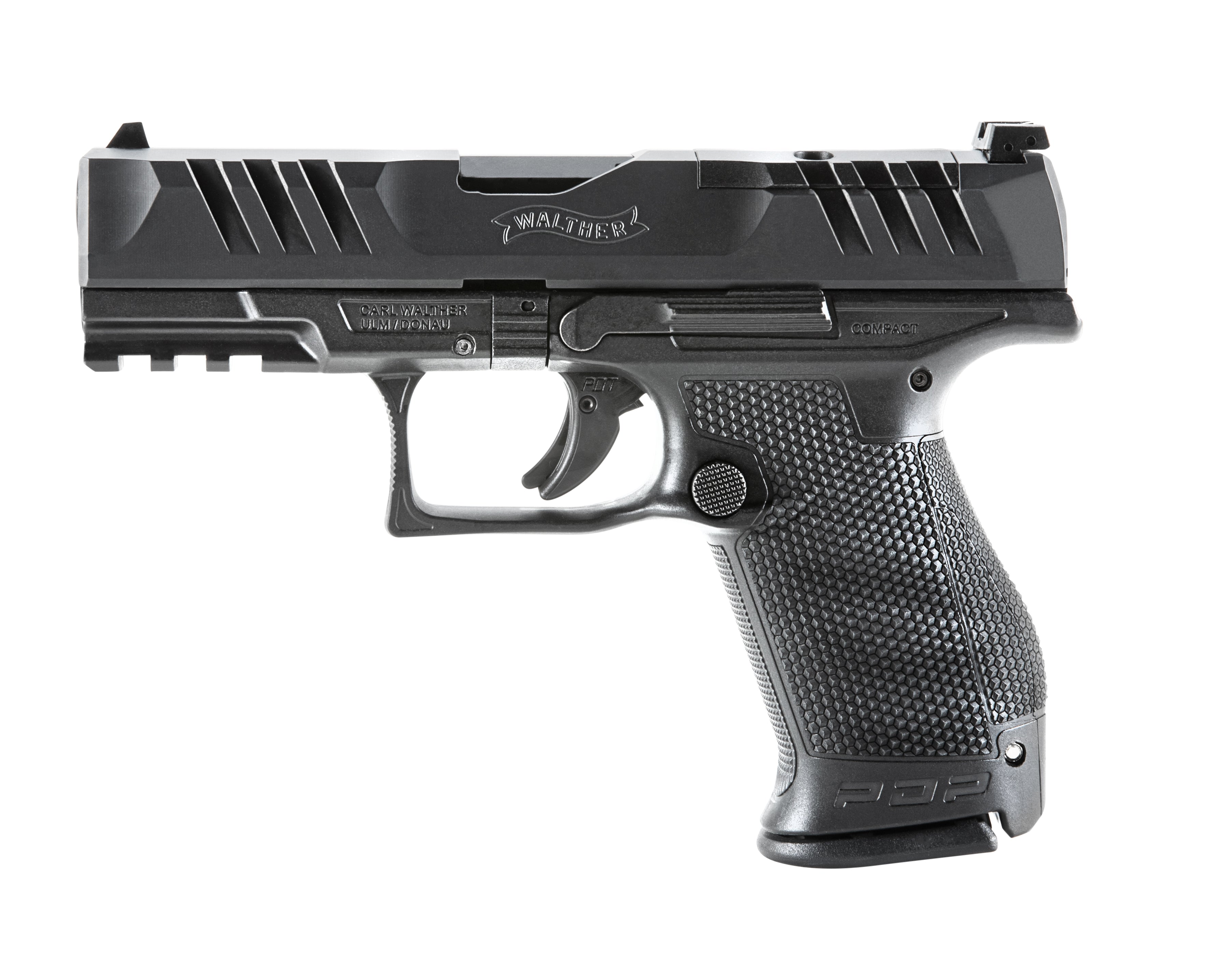 Walther PDP Compact Frame 9mm 4" Pistol, 10+1, Black Steel Barrel