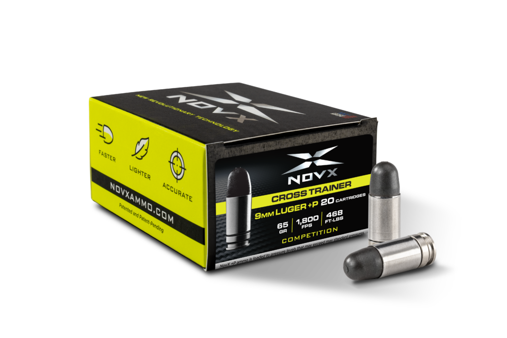 NovX 9mm Luger / Parabellum Handgun Ammo Cross Trainer Competition Lead Free +P Copper Polymer Frangible Solid 65 grain 