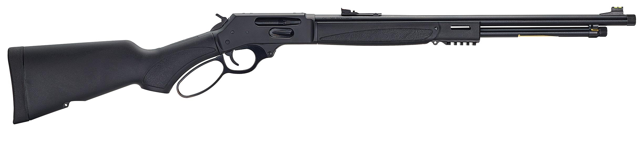 Henry H009X-360BH X Model Full Size 360 Buckhammer 5+1 21.37" Blued Steel Barrel, Blued Drilled & Tapped Stainless Steel Receiver, Fixed Black Synthetic Stock, Right Hand