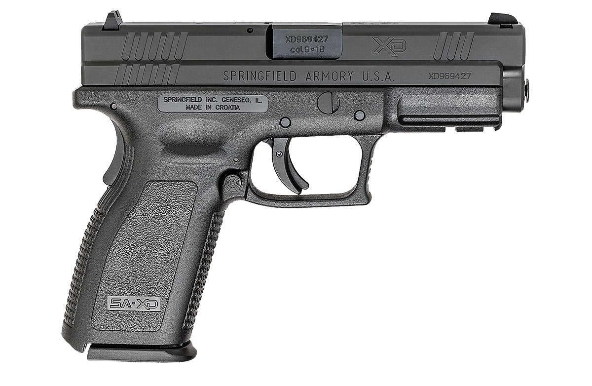 Springfield Armory XD9101 XD Service *CA Compliant 9mm Luger 10+1 4" Black Melonite Steel Barrel & Serrated Slide, Black Polymer Frame w/Picatinny Rail, Black Polymer Grip