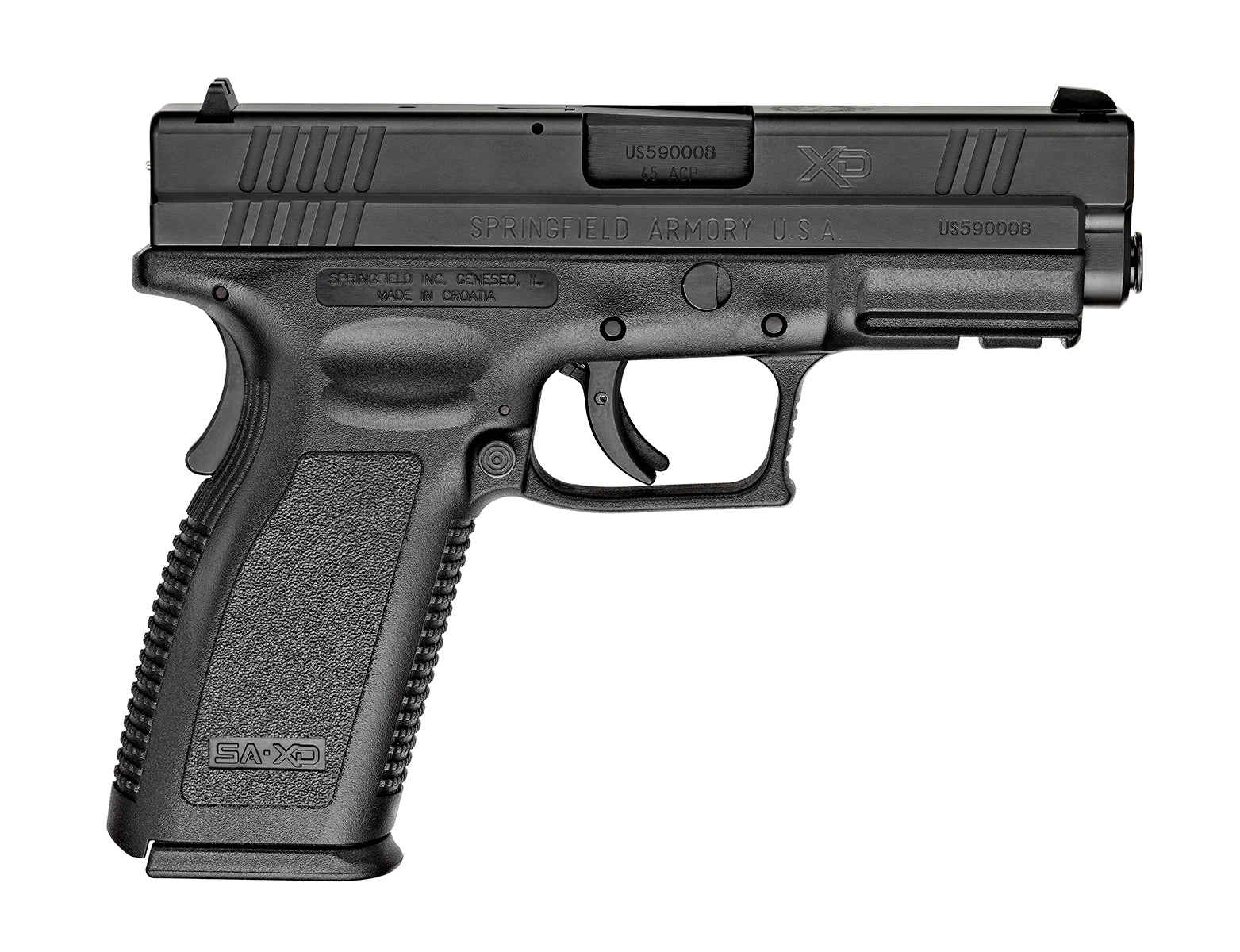 Springfield Armory XD9611 XD Service *CA Compliant 45 ACP 10+1, 4" Black Melonite Steel Barrel & Serrated Slide, Black Polymer Frame w/Picatinny Rail, Black Polymer Grip